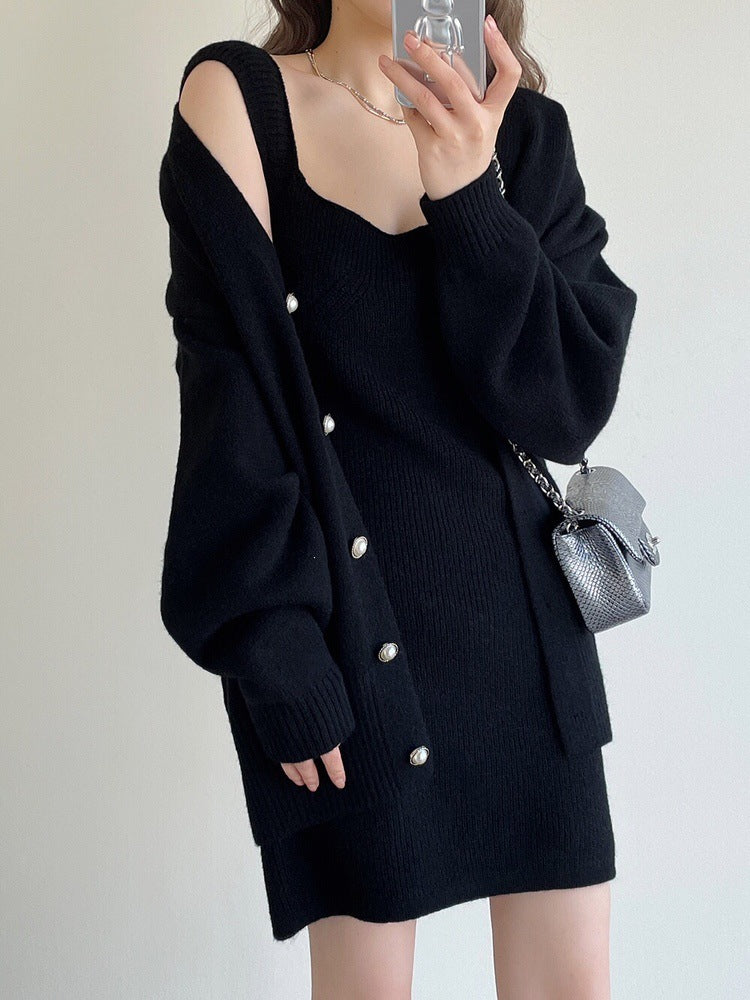 Damen Strickkleid mit offener Strickjacke Echo Archiv