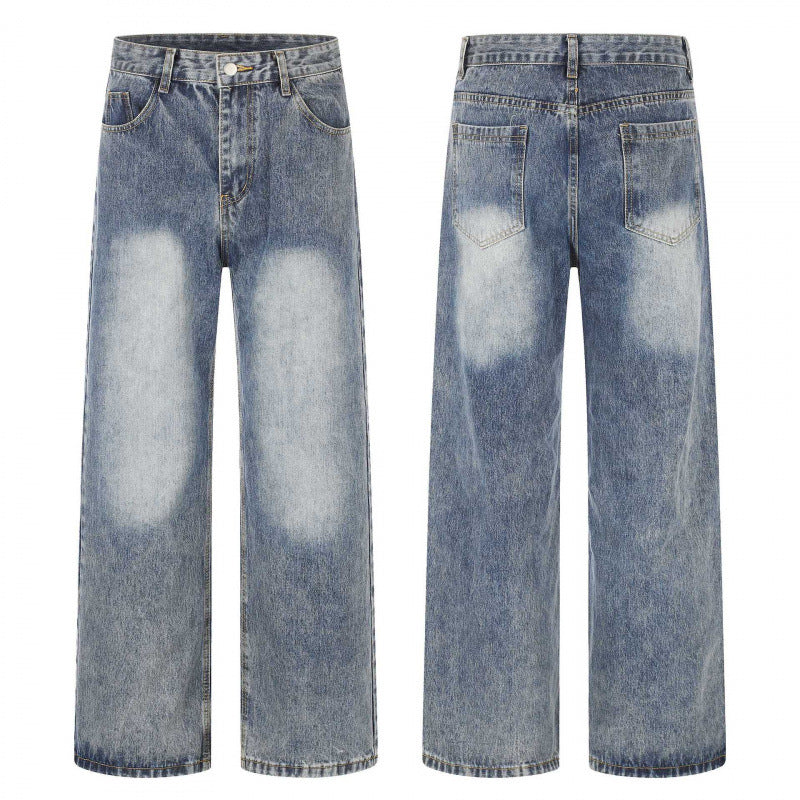 Damen Highwaist Weite-Jeans im Wide‑Leg-Schnitt mit Used‑Effekt und heller Kniebleiche Echo Archiv