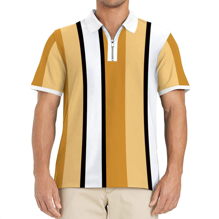 Herren Poloshirt mit praktischem Reißverschluss und modernem Streifendesign Echoarchiv