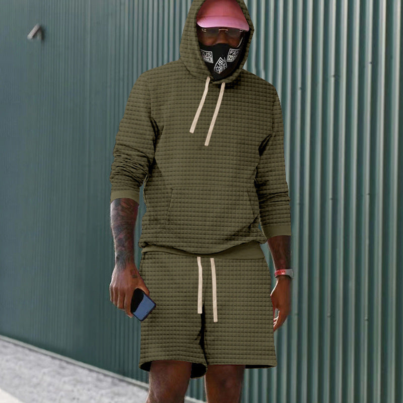 Herren lässiger Kapuzenpullover und Shorts Set aus atmungsaktivem Material Echoarchiv