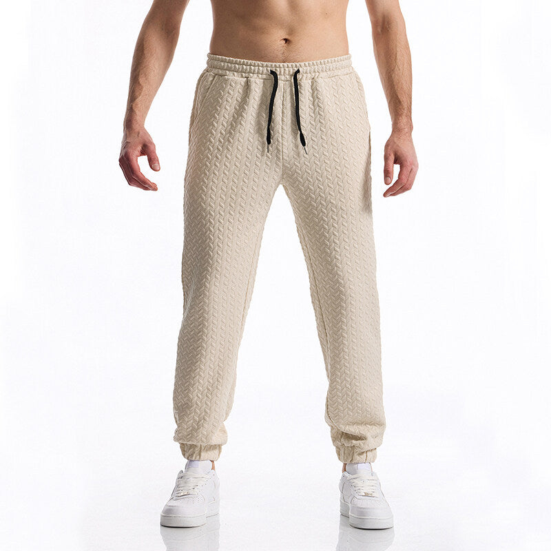 Herren Texturierte Freizeit-Jogginghose mit Elastikbund, Kordelzug und gerippten Bündchen Echo Archiv