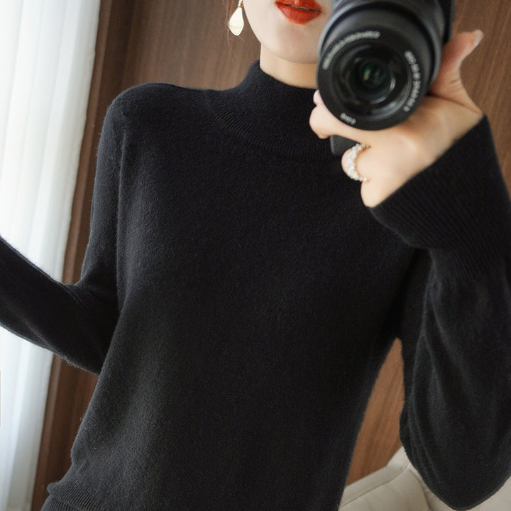 Damen Mockneck-Pullover aus flauschigem Angora-Mix mit legerer Ballonärmel-Silhouette Echoarchiv