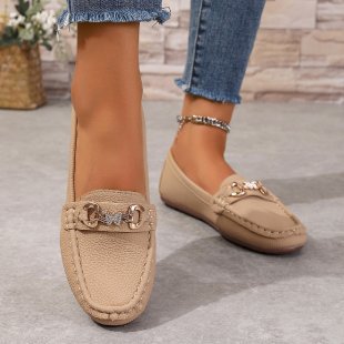 Damen elegante Mokassin-Slipper mit Zierkettchen und gepolstertem Komfortfußbett Echo Archiv
