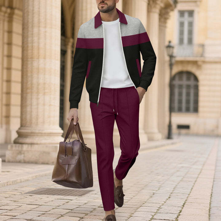 Herren moderdne Freizeitjacke mit kontrastierendem Design und lässigen Chinohosen Echoarchiv