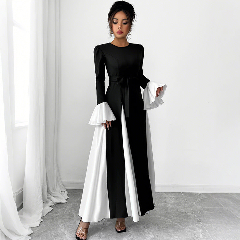 Damen Elegantes Maxikleid mit Rüschendetails und Taillengürtel Echo Archiv