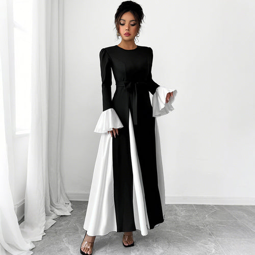 Damen Elegantes Maxikleid mit Rüschendetails und Taillengürtel Echo Archiv