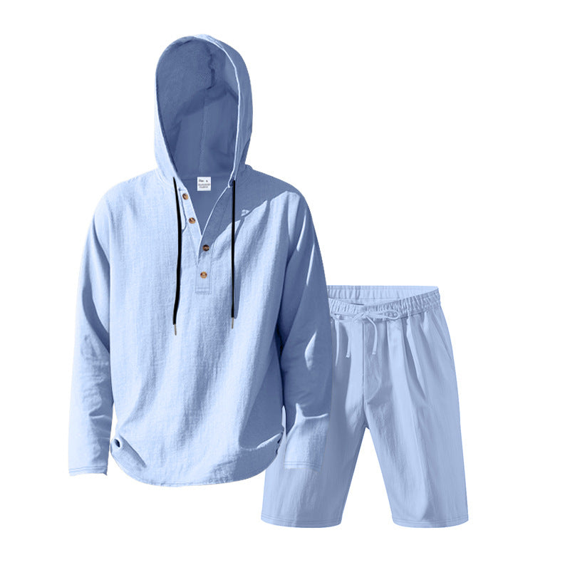 Herren lässiges Freizeit-Set mit Hoodie und Shorts Echoarchiv