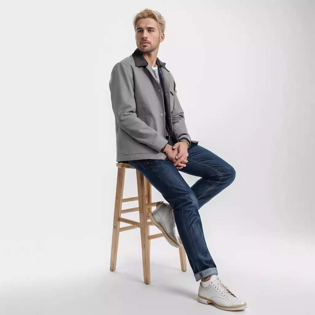 Herren lässige Baumwolljacke im Worker-Stil Echoarchiv