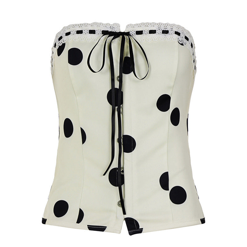Damen Bandeau-Blusenshirt mit Rüschendetails und Knopfleiste Echo Archiv