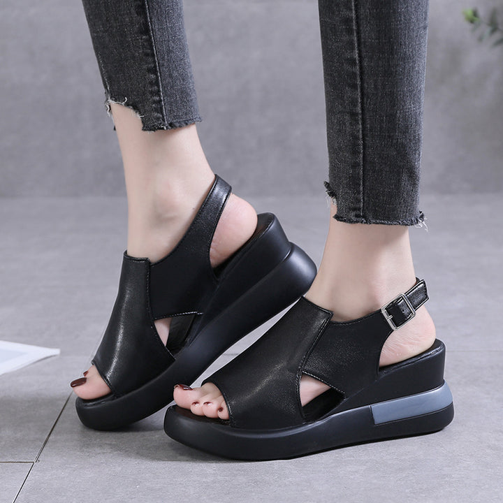 Damen Moderne Plateau‑Sandalette mit ergonomischem Memory‑Fußbett, verstellbarem Fersenriemen und rutschfester Gummisohle – Sorelia