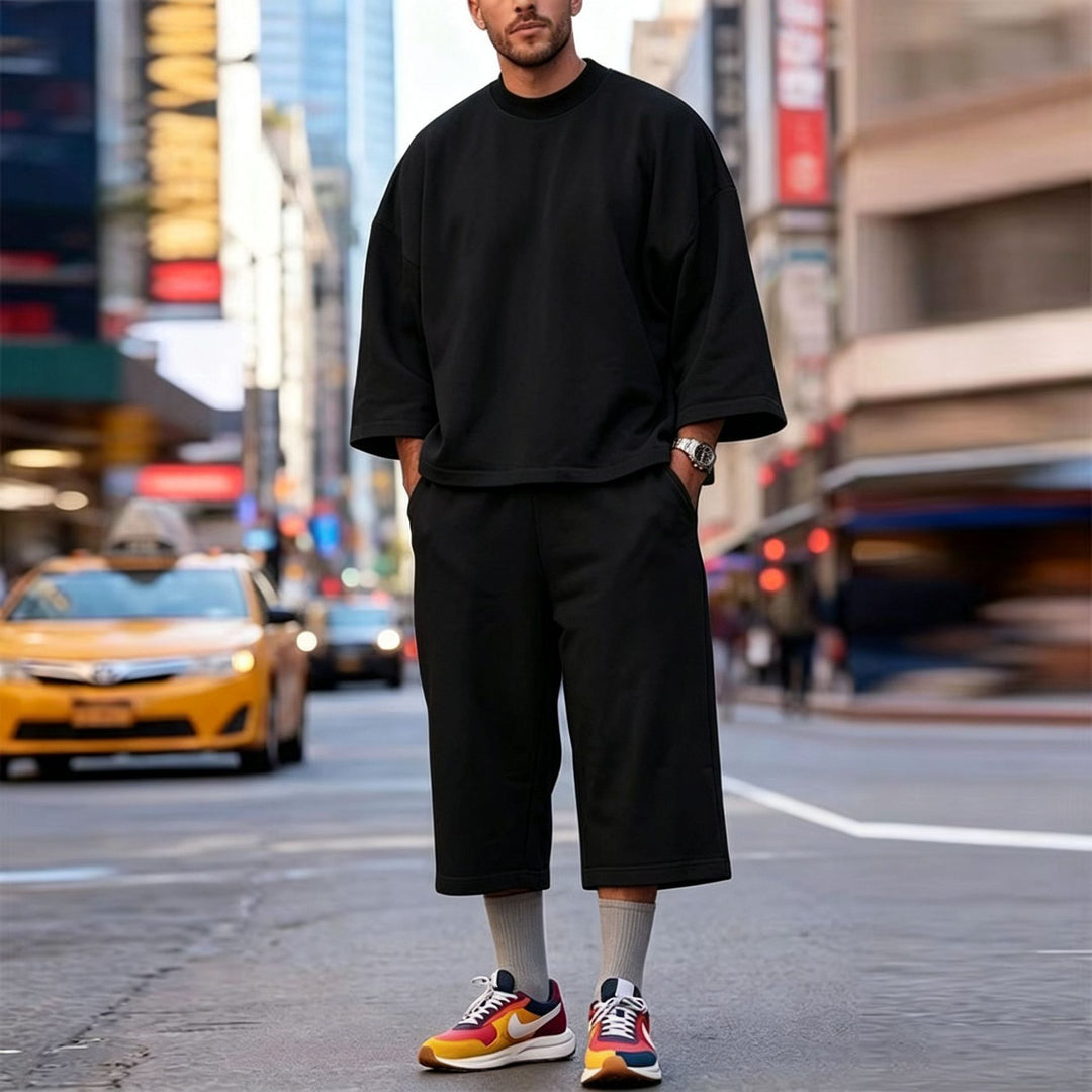 Damen Weiches Oversize-Lounge-Set mit weiten Fledermausärmeln und elastischer Bundhose Echoarchiv