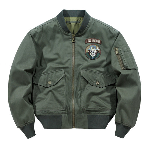 Herren  Aviator Utility Flight Jacket mit gesticktem Brustpatch und Mehrfachtaschendesign Echo Archiv