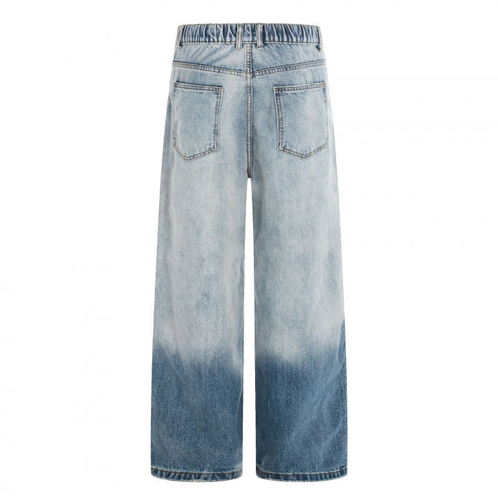Damen Weite High-Waist Denim-Jeans mit Ombre-Saum und elastischem Rückenteil Echo Archiv