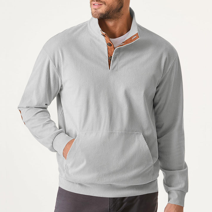 Herren hochfunktioneller Sweatpullover mit Stehkragen und praktischer Kängurutasche Echoarchiv
