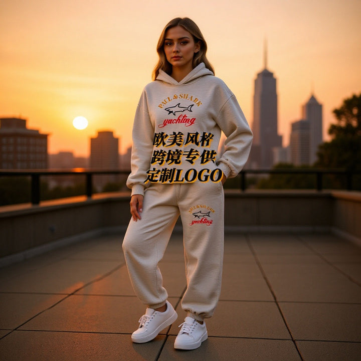Damen nan oversized Hoodie und Jogginghose Set mit Kapuze Kängurutasche und gerippten Bündchen Echo Archiv