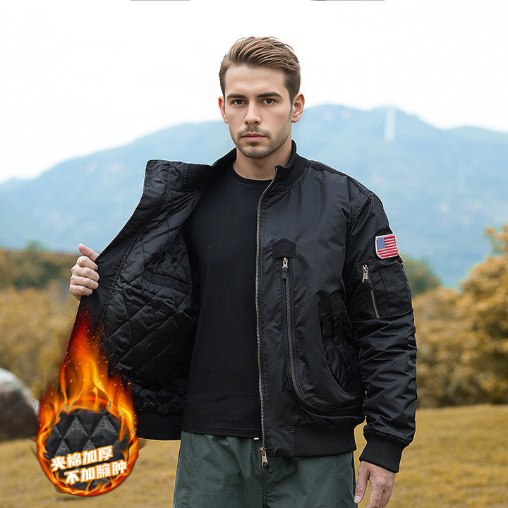 Herren nan robuste Piloten‑Bomberjacke mit multifunktionalen Reißverschluss‑ und Klapptaschen sowie Ärmeltasche Echo Archiv