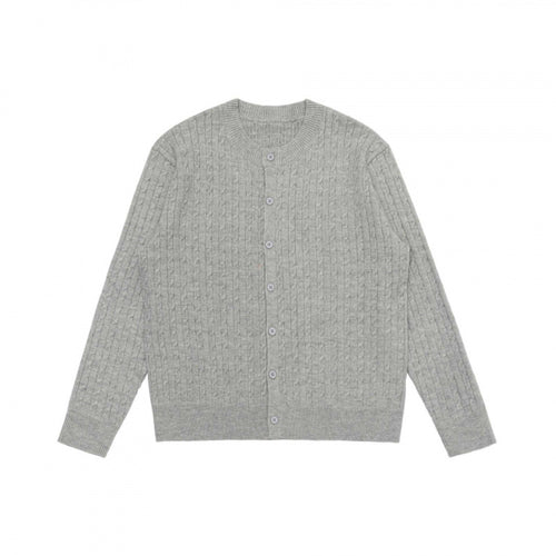 Unisex Kurz geschnittene Zopfstrick-Cardigan mit Rundhalsausschnitt und Perlmuttknöpfen Echo Archiv