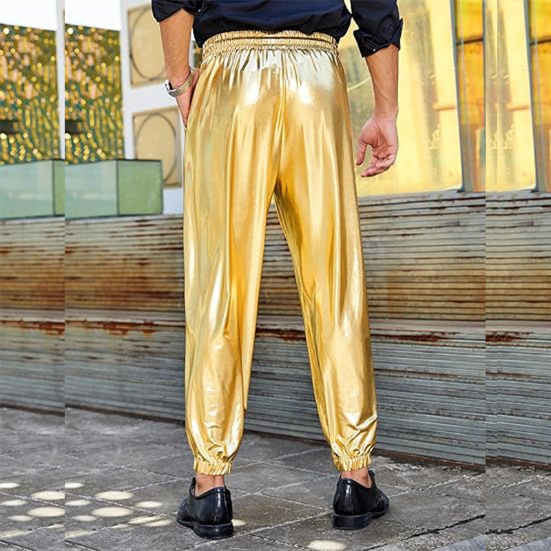 Herren modische Kunstlederhose mit elastischem Bund und schmal zulaufendem Bein Echoarchiv