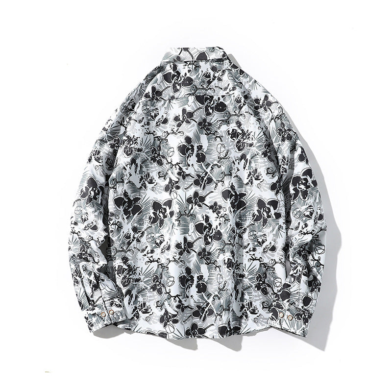Herren Oversize-Knopfhemd mit grafischem Allover-Print und lockerem Relaxed-Schnitt Echo Archiv