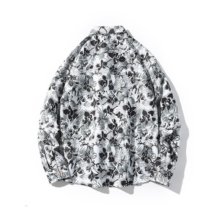 Herren Oversize-Knopfhemd mit grafischem Allover-Print und lockerem Relaxed-Schnitt Echo Archiv