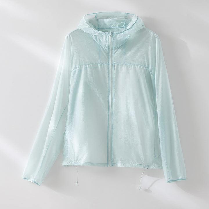 Damen Ultraleichte Packbare Schutzjacke mit Kapuze und verstellbarem Saum Echoarchiv