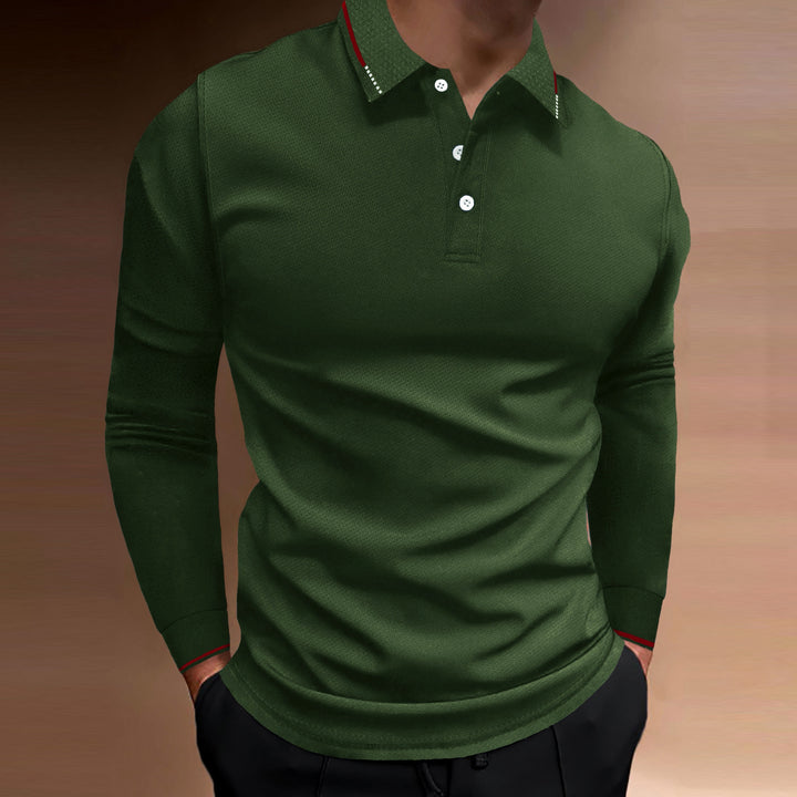 Herren Langarm Poloshirt mit strukturiertem Design Echoarchiv
