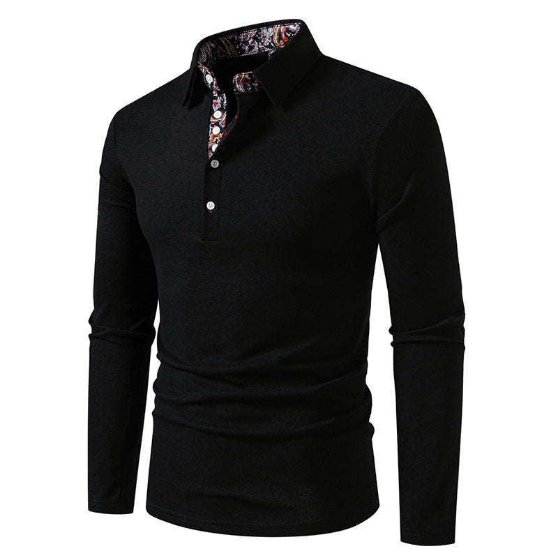 Herren Langarm Polohemd mit elegantem Design und kontrastierendem Kragen Echoarchiv