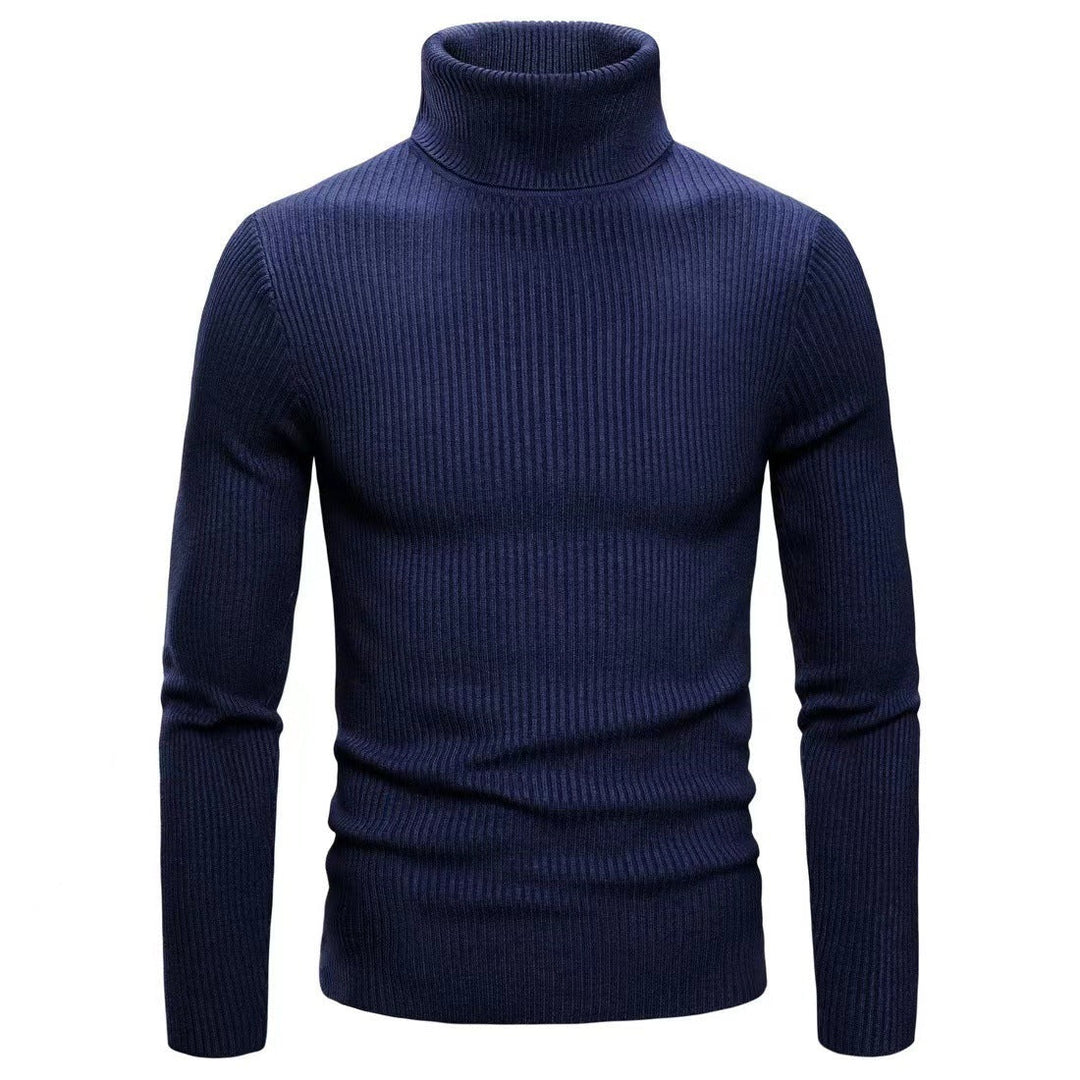Herren hochwertiger Rollkragenpullover aus feinem Rippstrick Echoarchiv