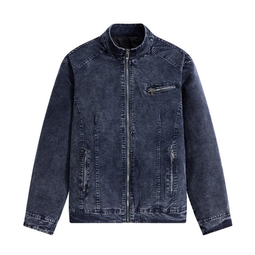 Herren Modische Jeansjacke mit praktischen Reißverschlusstaschen Echoarchiv