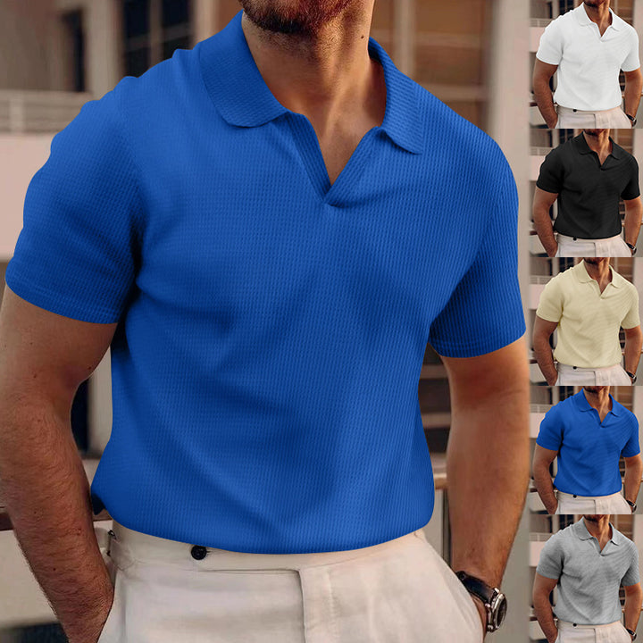 Herren kurzärmliges Poloshirt mit strukturiertem Material und modernem Kragen Echoarchiv