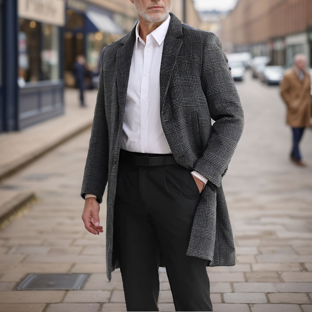 Herren Eleganter Karomantel mit wärmender Innenauskleidung Echoarchiv