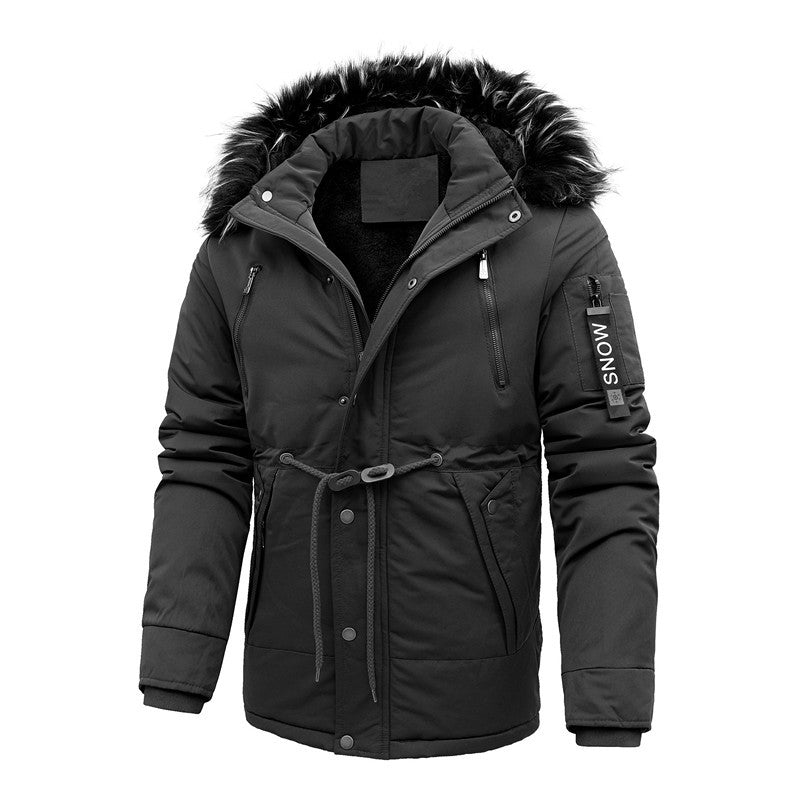 Herren Urbaner Thermoparka mit abnehmbarer Kunstpelzkapuze und Taillen-Kordelzug Echoarchiv