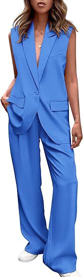 Damen ärmelloses Blazer-Set mit weit geschnittenen Hosen Echoarchiv
