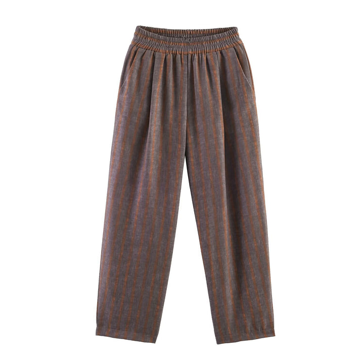 Damen Zweiteiliges Leinen-Set mit Bindegürteljacke und elastischer High-Waist-Hose Echo Archiv