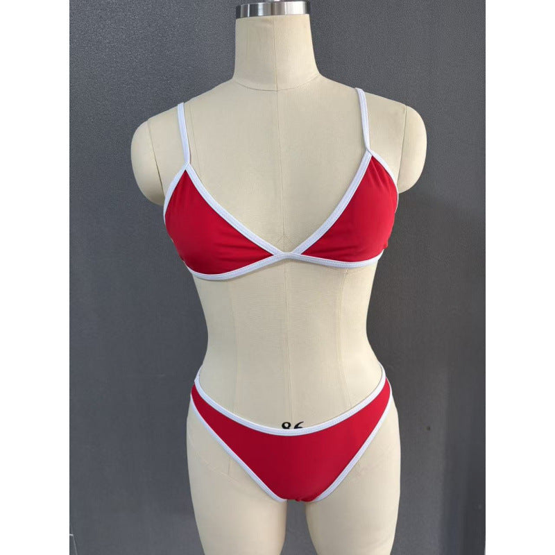 Damen Triangel-Bikini mit verstellbaren Trägern und kontrastierendem Saum Echo Archiv