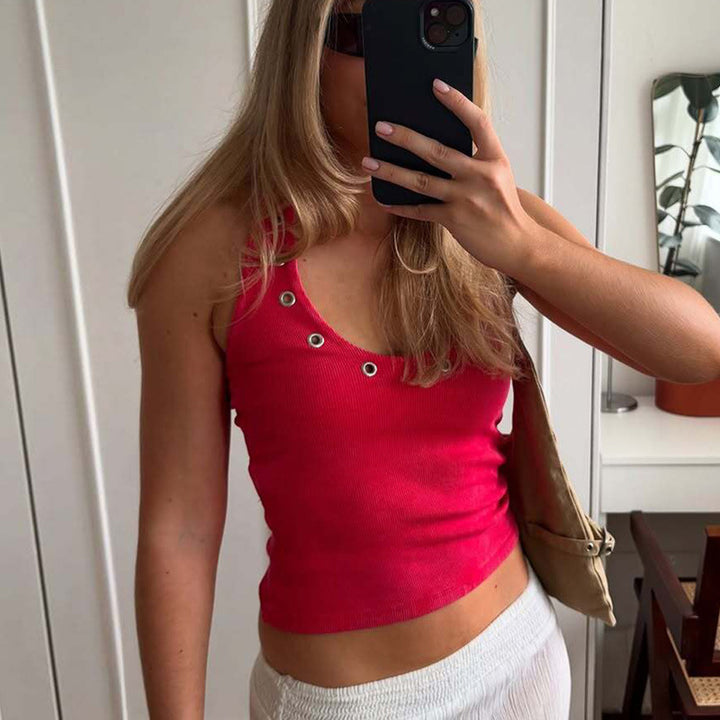 Damen sportliches Top mit modischen Details und tiefem Ausschnitt Echo Archiv
