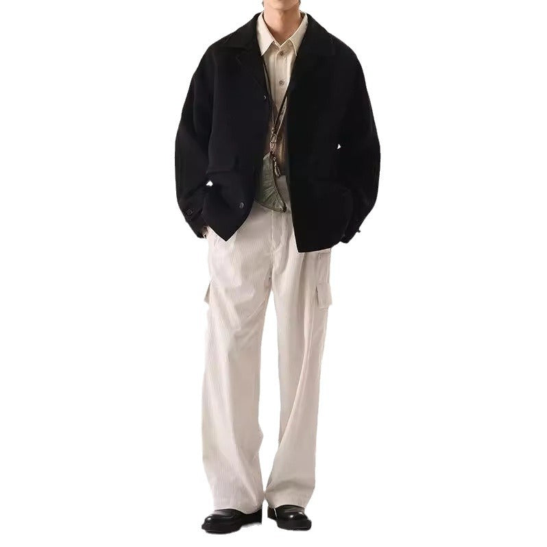 Herren Kurzjacke aus Wollmix im Oversized-Schnitt mit Umschlagkragen Echoarchiv