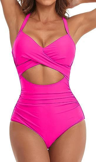 Damen Einteiliger Badeanzug mit elegantem Wickelschnitt Echo Archiv