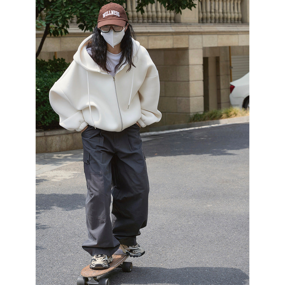 Damen Oversized Kapuzen-Zipjacke mit Teddyfutter und elastischem Saum Echoarchiv