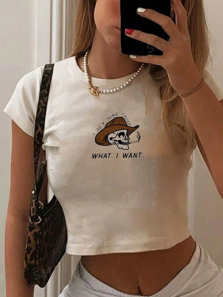 Damen Crop-T-Shirt mit kreativem Telefon-Design Echo Archiv