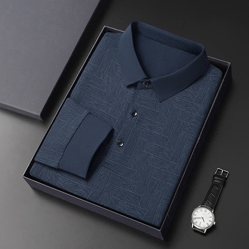 Herren modisches Polohemd mit raffiniertem Strukturdesign und eleganter Knopfleiste Echoarchiv