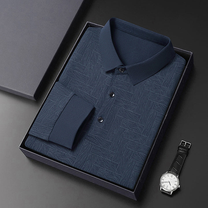 Herren modisches Polohemd mit raffiniertem Strukturdesign und eleganter Knopfleiste Echoarchiv