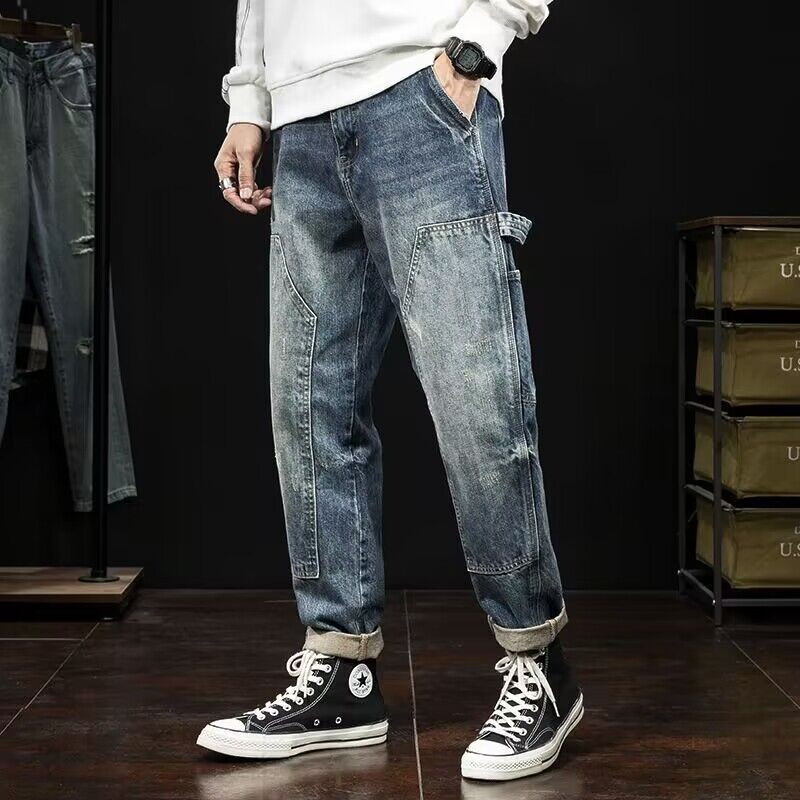 Herren Lässige Denim Cargo-Hose Echoarchiv
