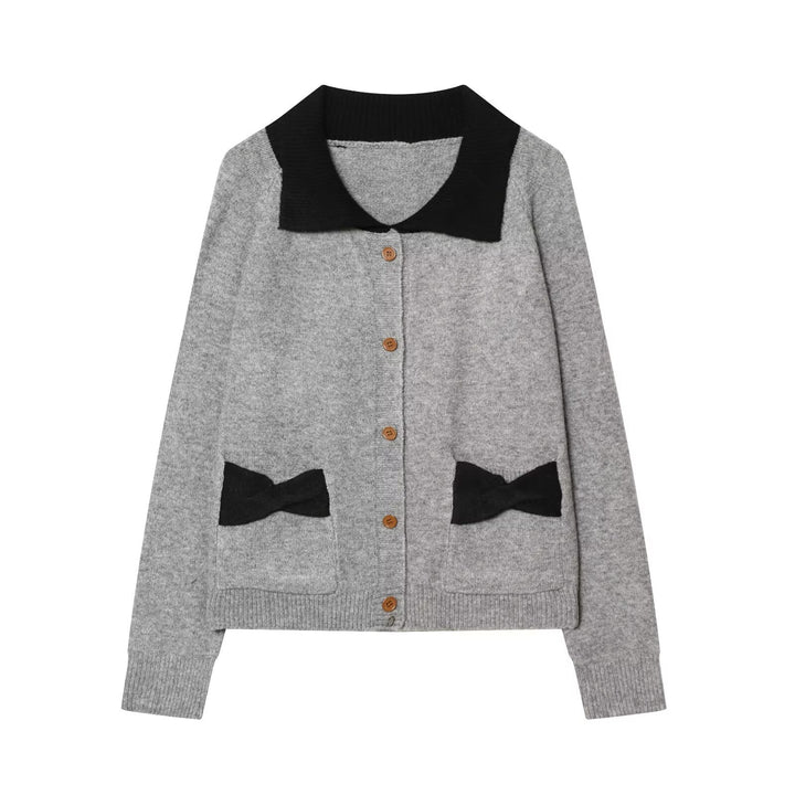 Damen Strickcardigan mit übergroßem Kragen und Schleifen‑Taschen Echo Archiv