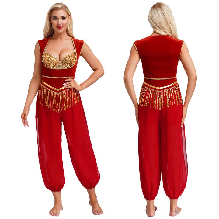 Damen Kostüm-Jumpsuit mit glitzerndem Oberteil und lässiger Hose Echo Archiv