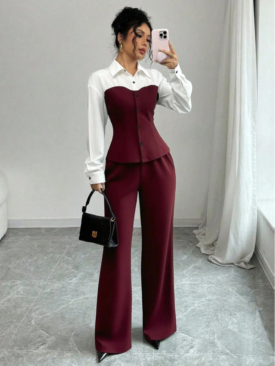 Damen Eleganter Blazer mit hochgeschnittenem Hosenanzug Echo Archiv