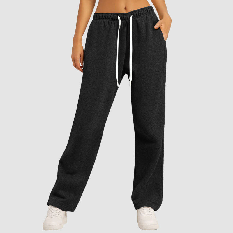 Damen nan lässige Loungehose mit geradem Bein extra langem Tunnelzug und tiefem Schritt Echo Archiv