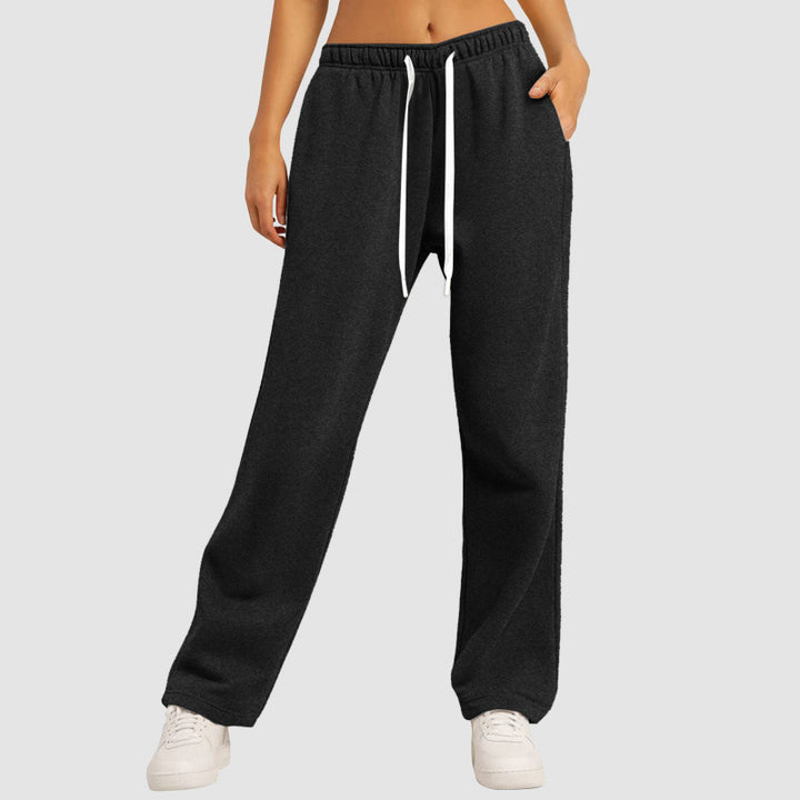 Damen nan lässige Loungehose mit geradem Bein extra langem Tunnelzug und tiefem Schritt Echo Archiv