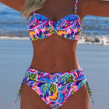 Damen Balconette Bikini mit floralem Design und verstellbaren Trägern Echo Archiv