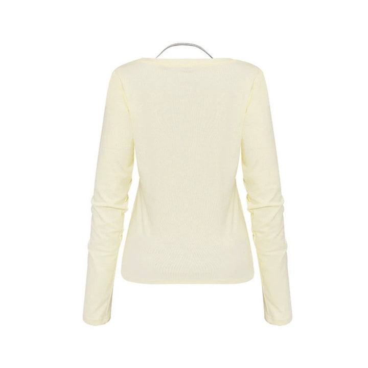 Damen Langarm-Shirt mit doppeltem Layer‑Effekt, tiefem V‑Ausschnitt und gestreiftem Einsatz Echoarchiv